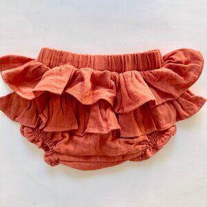 Kate Quinn Ruffle Bloomer | Tiered Skirted Gauze | Terracotta | 12–18M | NWT